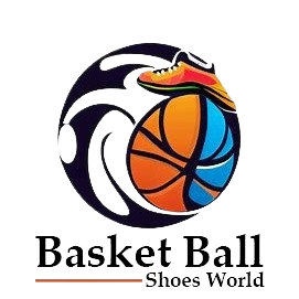 Basketball shoes on a basketball logo