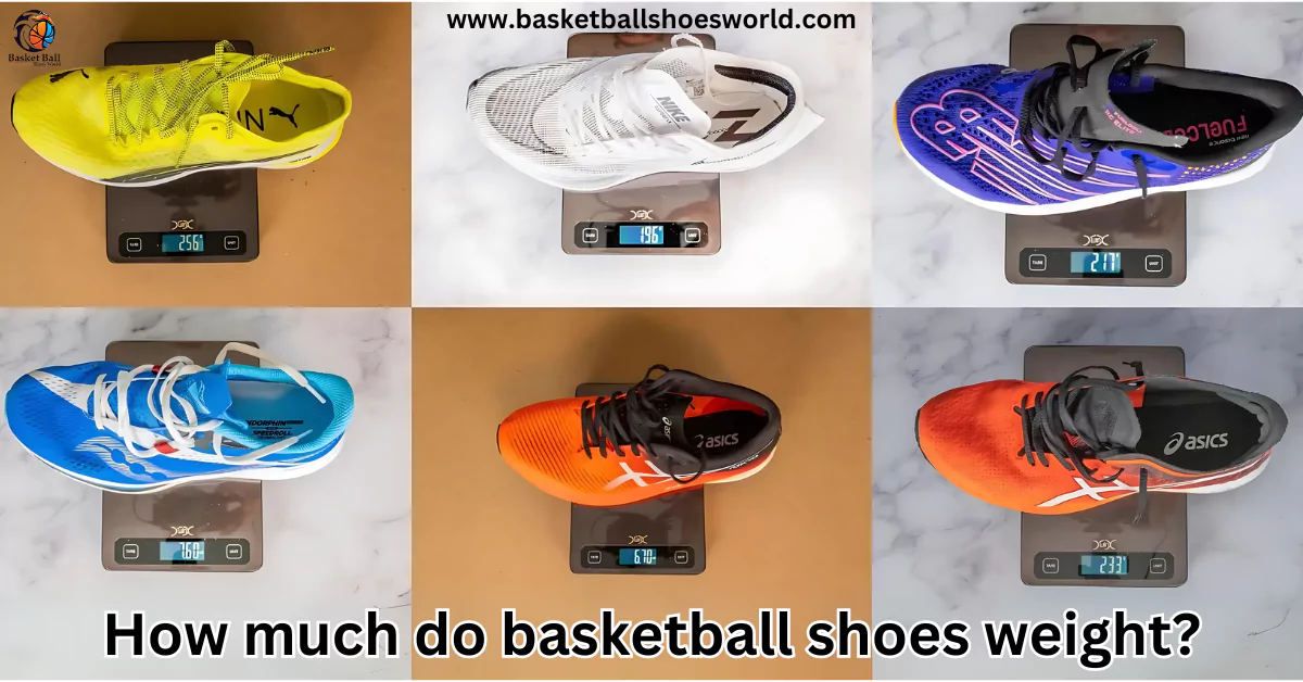 six different type of Basketball shoes on six weight machines